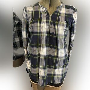 J. Crew Cotton Plaid Print Blouse